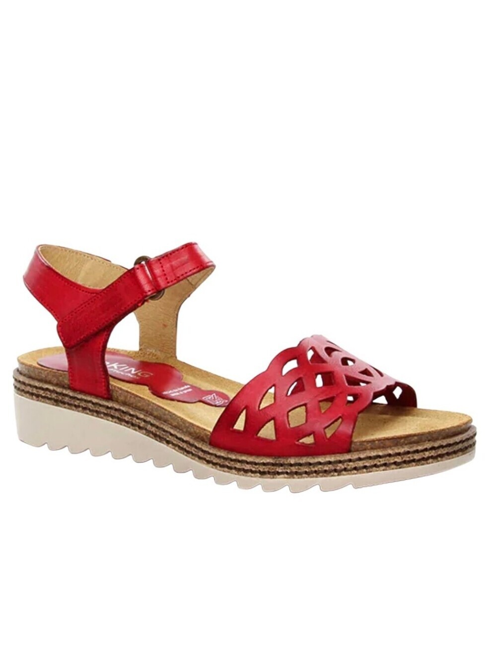 Dorking Espe Wedge Carmine Red Leather Comfortable Sandals Size 41
